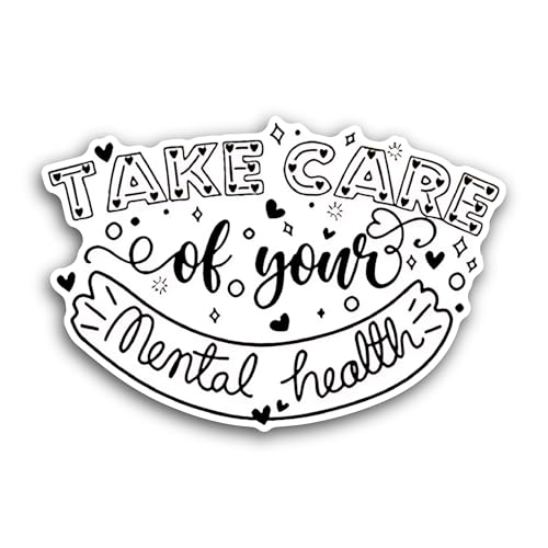 2 (Pieces) 3" and 5" Take Care of Your Mental Health Sticker, Waterproof Vinyl Decals for Many Purpo