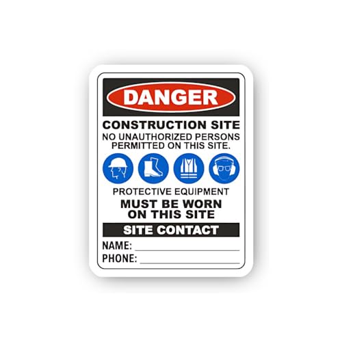 2 (Pieces) 3" and 5" Construction Site Equipment Requirements Sticker, Waterproof Vinyl Decals for M
