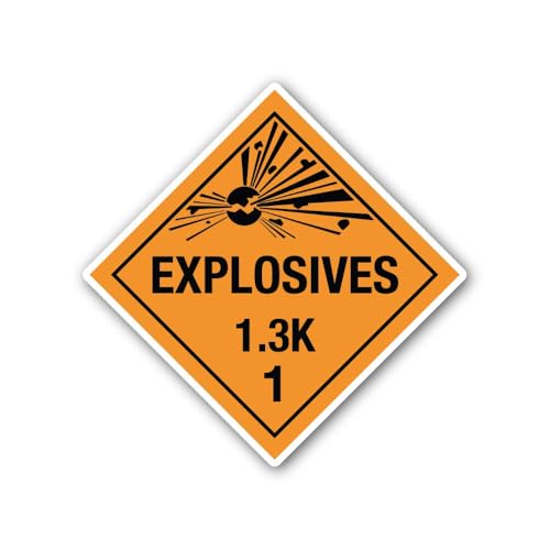 2 (Pieces) 3" and 5" Class 1.3K Explosive Division Placard Sticker, Waterproof Vinyl Decals for Many
