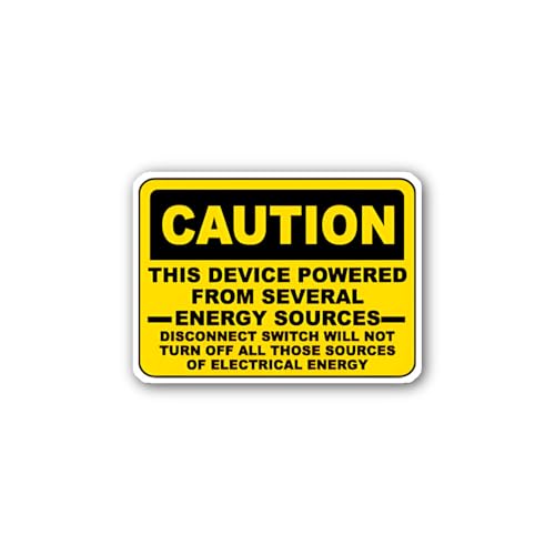 2 (Pieces) 3" and 5" Device Powered from Several Energy Sources Sign Sticker, Waterproof Vinyl Decal