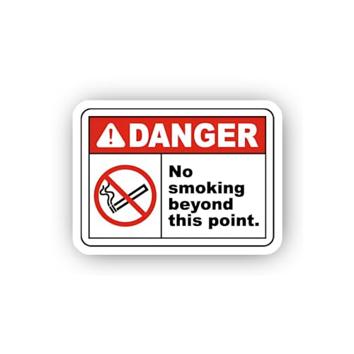 2 (Pieces) 3" and 5" Danger No Smoking Beyond Point Sticker, Waterproof Vinyl Decals for Many Purpos
