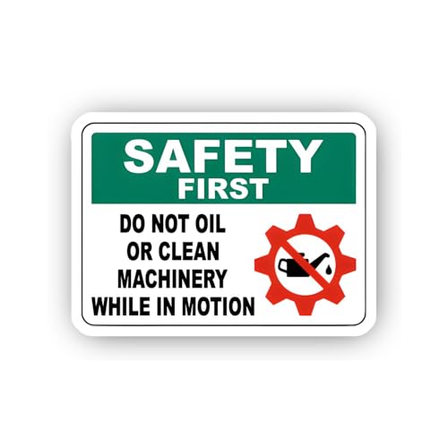 2 (Pieces) 3" and 5" Safety Sign: Do Not Clean or Oil Machinery While in Motion Sticker, Waterproof