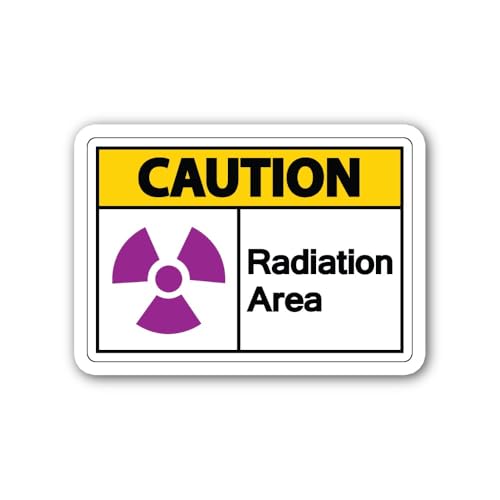 2 (Pieces) 3" and 5" Yellow Colour Notice Radiation Area Sticker, Waterproof Vinyl Decals for Many P