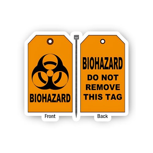2 (Pieces) 3" and 5" Biohazard Warning Identification Tag Sticker, Waterproof Vinyl Decals for Many
