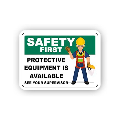 2 (Pieces) 3" and 5" Protective Equipment Available Supervisor Sign Sticker, Waterproof Vinyl Decals