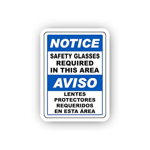 2 (Pieces) 3" and 5" Dual Language Eye Safety Warning Sticker, Waterproof Vinyl Decals for Many Purp