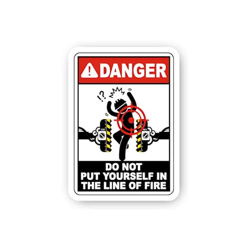 2 (Pieces) 3" and 5" Danger: Entanglement in Moving Rollers/Gears Sticker, Waterproof Vinyl Decals f