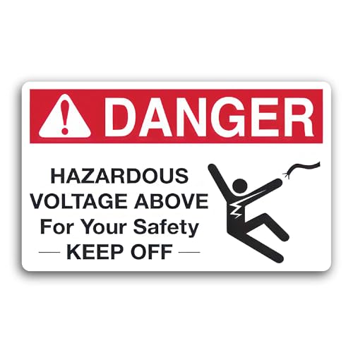 2 (Pieces) 3" and 5" Danger Hazardous Voltage Above Keep Off Decal Sticker, Waterproof Vinyl Decals