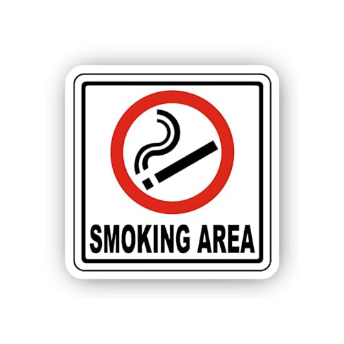 2 (Pieces) 3" and 5" Circular Smoking Area Graphic Sticker, Waterproof Vinyl Decals for Many Purpose