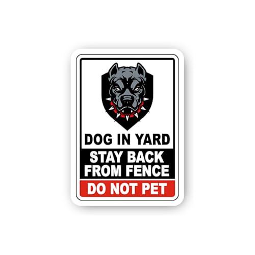 2 (Pieces) 3" and 5" Dog in Yard, Stay Back from Fence, Do Not Pet Sticker, Waterproof Vinyl Decals
