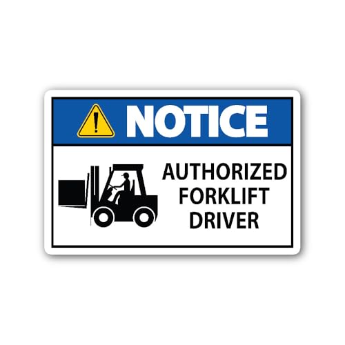 2 (Pieces) 3" and 5" Authorized Forklift Driver Notice Sign Sticker, Waterproof Vinyl Decals for Man
