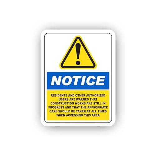 2 (Pieces) 3" and 5" Construction Resident Safety Notice Sticker, Waterproof Vinyl Decals for Many P