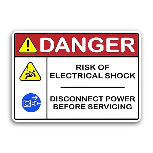 2 (Pieces) 3" and 5" Danger Risk of Electrical Shock Sticker, Waterproof Vinyl Decals for Many Purpo