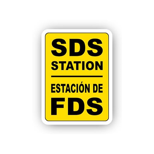 2 (Pieces) 3" and 5" Bilingual Yellow Safety Station Marker Sticker, Waterproof Vinyl Decals for Man