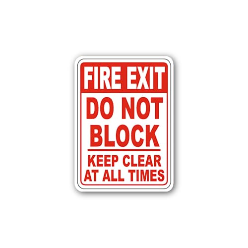 2 (Pieces) 3" and 5" FIRE EXIT DO NOT Block Sticker, Waterproof Vinyl Decals for Many Purpose Like C