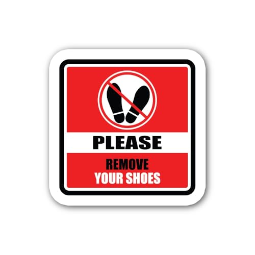 2 (Pieces) 3" and 5" Please Remove Your Shoes Sticker, Waterproof Vinyl Decals for Many Purpose Like