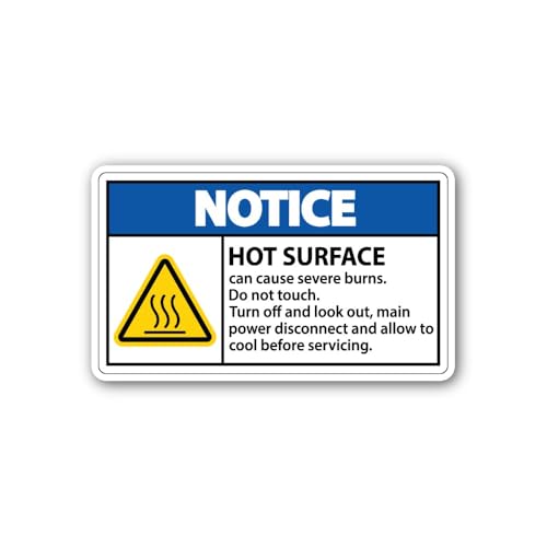 2 (Pieces) 3" and 5" HOT Surface can Cause Severe Burns Sticker, Waterproof Vinyl Decals for Many Pu