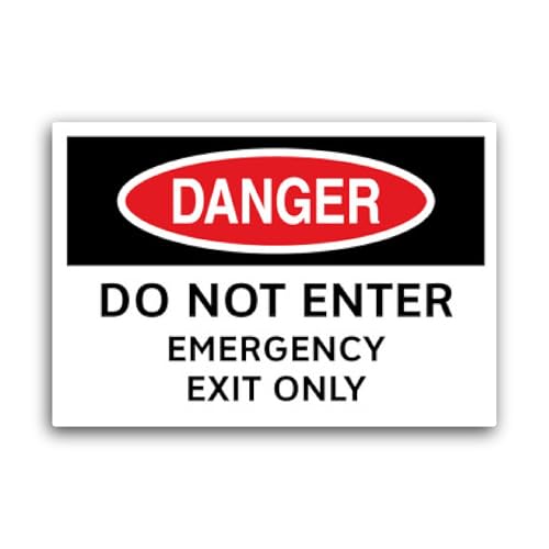 2 (Pieces) 3" and 5" Danger - Do Not Enter, Emergency Exit Only Sticker, Waterproof Vinyl Decals for