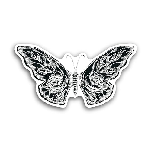 2 (Pieces) 3" and 5" Black Butterfly Decal Sticker, Waterproof Vinyl Decals for Many Purpose Like Ca