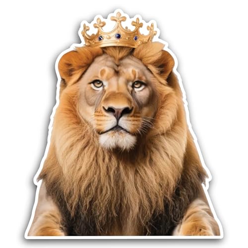2 (Pieces) 3" and 5" Crowned Lion Sticker, Waterproof Vinyl Decals for Many Purpose Like Cars, Truck