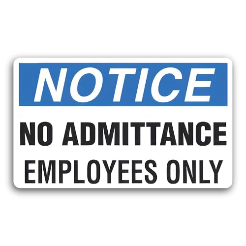 2 (Pieces) 3" and 5" Notice No Admittance Employees Only Decal Sticker, Waterproof Vinyl Decals for