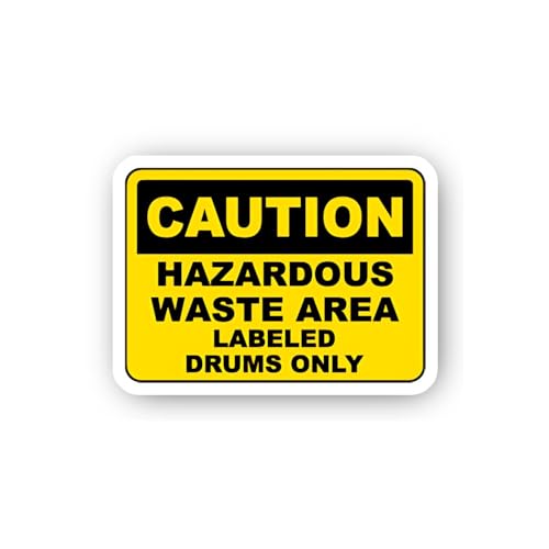 2 (Pieces) 3" and 5" Labeled Waste Drum Caution Sticker, Waterproof Vinyl Decals for Many Purpose Li