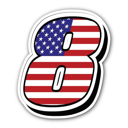 2 (Pieces) 3" and 5" American Flag in Number 8 Sticker, Waterproof Vinyl Decals for Many Purpose Lik