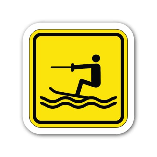 2 (Pieces) 3" and 5" Water Skiing Sign Sticker, Waterproof Vinyl Decals for Many Purpose Like Cars,