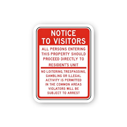 2 (Pieces) 3" and 5" Notice to Visitors No Loitering Trespassing Gambling Sticker, Waterproof Vinyl