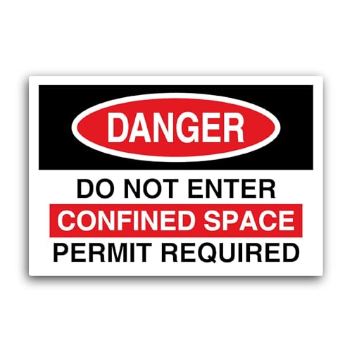 2 (Pieces) 3" and 5" Danger Confined Space Sign Sticker, Waterproof Vinyl Decals for Many Purpose Li