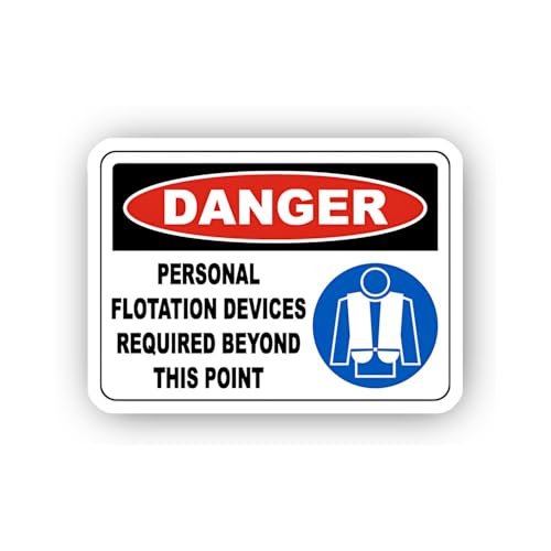 2 (Pieces) 3" and 5" Personal Flotation Device Danger Sticker, Waterproof Vinyl Decals for Many Purp