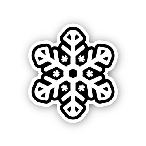 2 (Pieces) 3" and 5" Six-Pointed Snowflake Icon Sticker, Waterproof Vinyl Decals for Many Purpose Li
