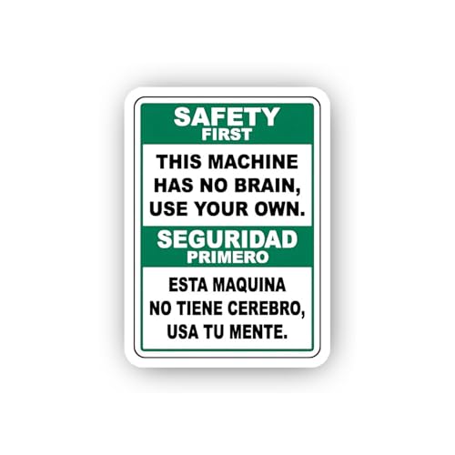 2 (Pieces) 3" and 5" Bilingual Use Your Own Brain Safety Sign Sticker, Waterproof Vinyl Decals for M