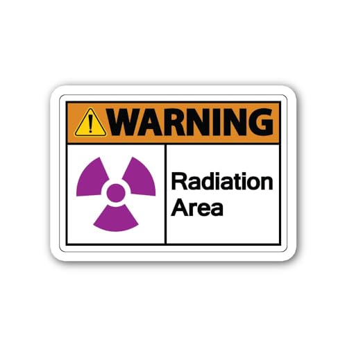 2 (Pieces) 3" and 5" AWARNING Radiation Area Sign Sticker, Waterproof Vinyl Decals for Many Purpose