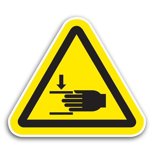 2 (Pieces) 3" and 5" Warning Sign Hand Injury Sticker, Waterproof Vinyl Decals for Many Purpose Like