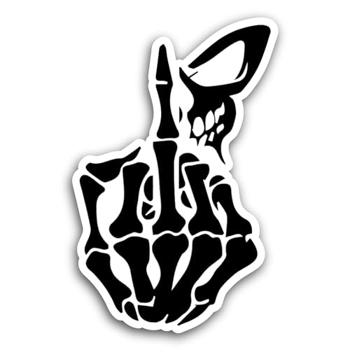 2 (Pieces) 3" and 5" Skeleton Middle Finger Sticker, Waterproof Vinyl Decals for Many Purpose Like C