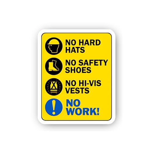2 (Pieces) 3" and 5" Mandatory Safety Gear Compliance Sign Sticker, Waterproof Vinyl Decals for Many