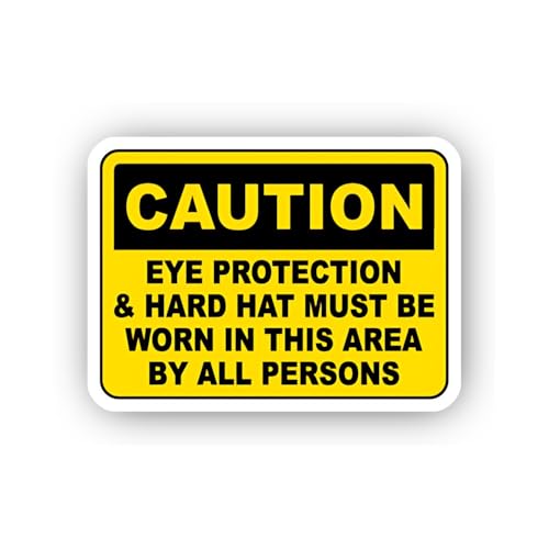 2 (Pieces) 3" and 5" Hard Hat and Eye Protection Caution Sticker, Waterproof Vinyl Decals for Many P