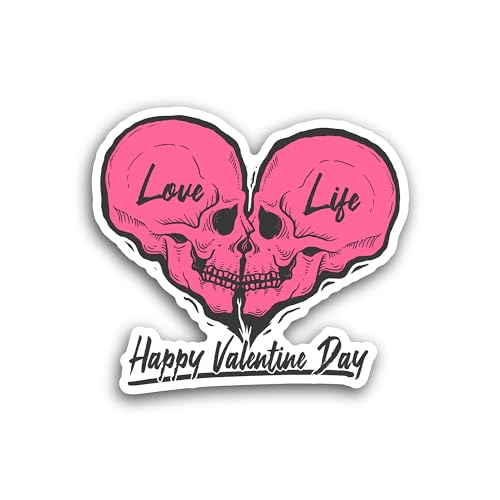 2 (Pieces) 3" and 5" Valentine's Day Skull Sticker, Waterproof Vinyl Decals for Many Purpose Like Ca