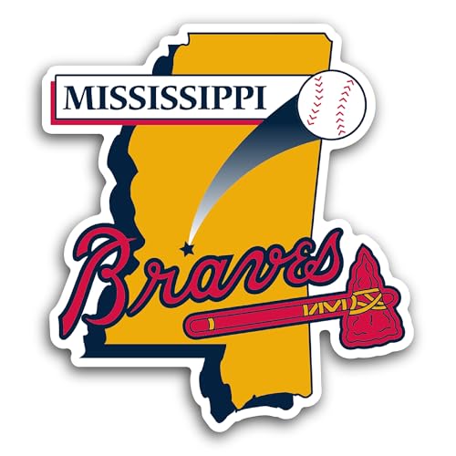 2 (Pieces) 3" and 5" M1ssissippi Braves Sticker, Waterproof Vinyl Decals for Many Purpose Like Cars,