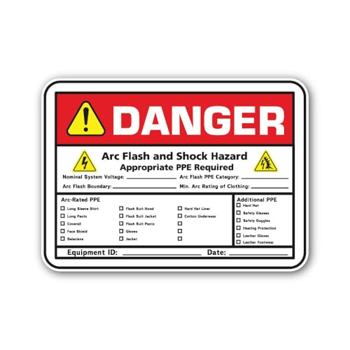 2 (Pieces) 3" and 5" Fill-in Arc Flash Boundary and PPE Required Sign Sticker, Waterproof Vinyl Deca