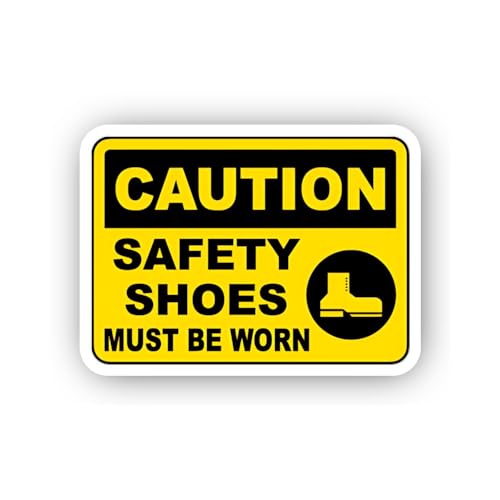 2 (Pieces) 3" and 5" Mandatory Safety Footwear Warning Sticker, Waterproof Vinyl Decals for Many Pur