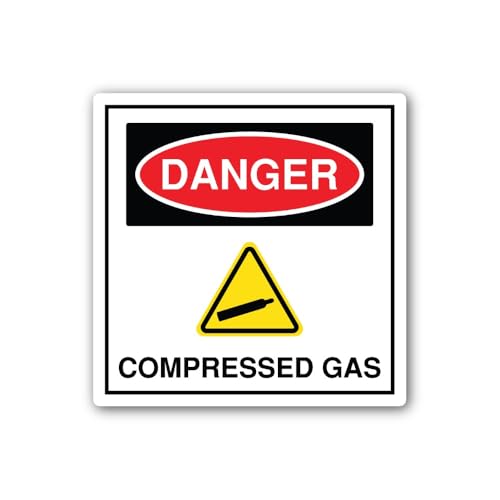 2 (Pieces) 3" and 5" Compressed Gas Hazard Warning Sign Sticker, Waterproof Vinyl Decals for Many Pu