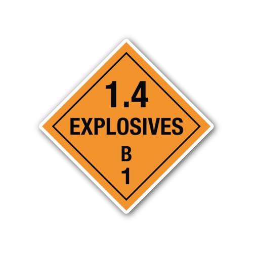 2 (Pieces) 3" and 5" Explosive Class 1.4B Placard Sticker, Waterproof Vinyl Decals for Many Purpose
