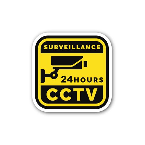2 (Pieces) 3" and 5" CCTV Surveillance Sign Sticker, Waterproof Vinyl Decals for Many Purpose Like C