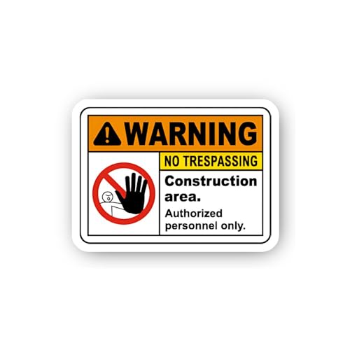 2 (Pieces) 3" and 5" Construction Warning Unauthorized Entry Prohibited Sticker, Waterproof Vinyl De