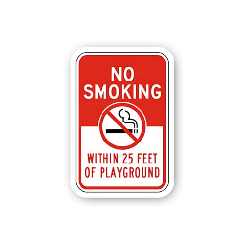 2 (Pieces) 3" and 5" No Smoking Near Playground Sticker, Waterproof Vinyl Decals for Many Purpose Li