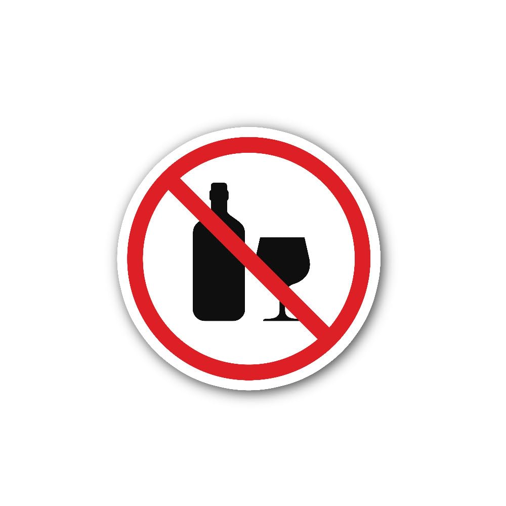 2 (Pieces) 3" and 5" No Alcohol no Alcohol Drinks Sticker, Waterproof Vinyl Decals for Many Purpose