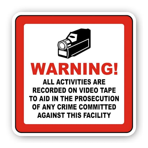 2 (Pieces) 3" and 5" Warning All Activities Recorded Sticker, Waterproof Vinyl Decals for Many Purpo