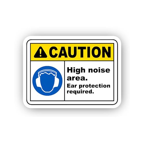 2 (Pieces) 3" and 5" High Noise Area Ear Protection Sticker, Waterproof Vinyl Decals for Many Purpos